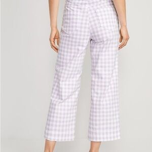 Lilac Gingham Wide Leg Crop Pants